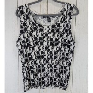 Scott Taylor Size XL Black White Pattern Knit‎ Sleeveless Career Tank Top